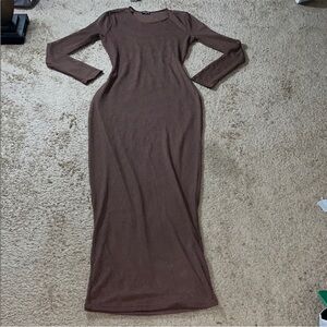 Elegant Brown Long Sleeve  Swim Dress